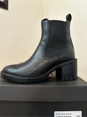 Thursday Boot Company Black Leather Chelsea Lug Heel Boot size 8